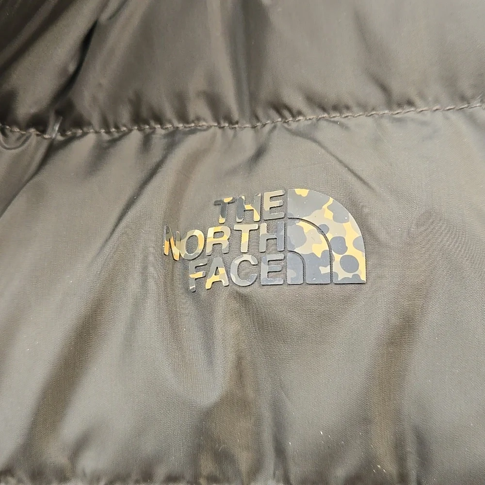 The North Face W Gotham 550 Goose Down Grape Leaf Green Puffer Jacket Faux Fur M - Picture 2 of 5